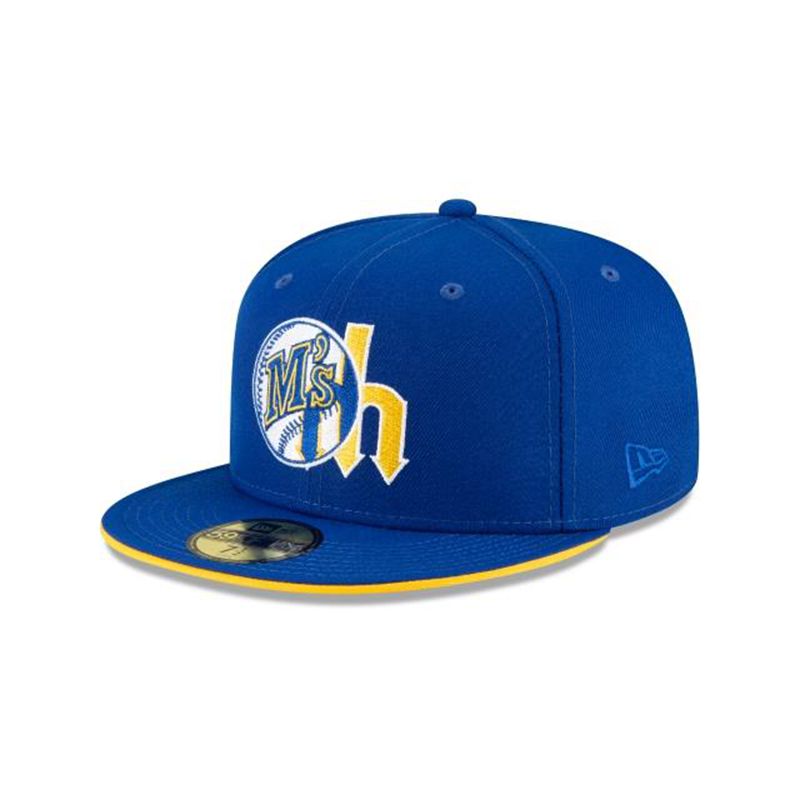 MLB Seattle Mariners Double Logo 59Fifty Fitted (SXR1350) - Blue New Era Caps